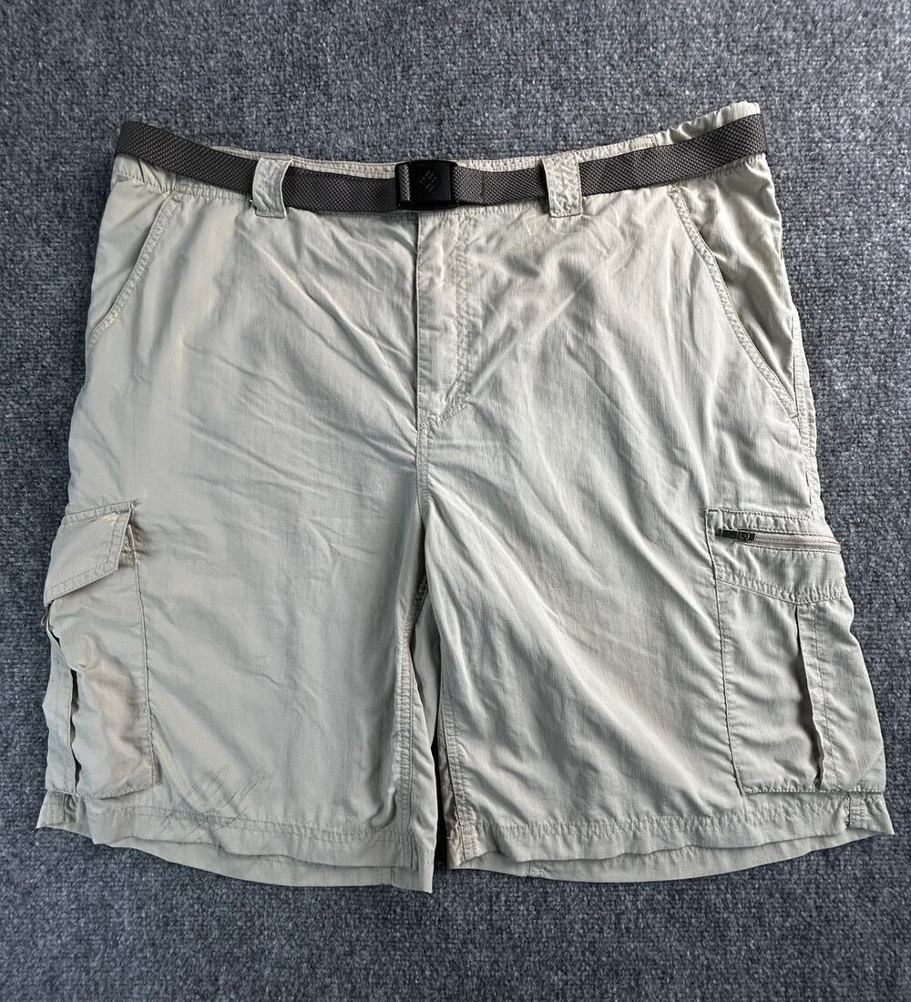 Columbia PFG Omni-Shade Cargo Fishing Shorts Men's 36W Khaki Belted